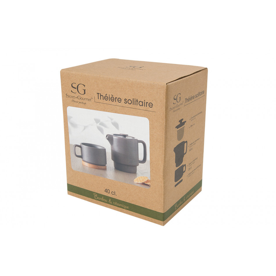 Teapot with cup, taupe, 400ml