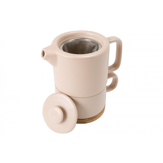 Teapot with cup, pink 400ml