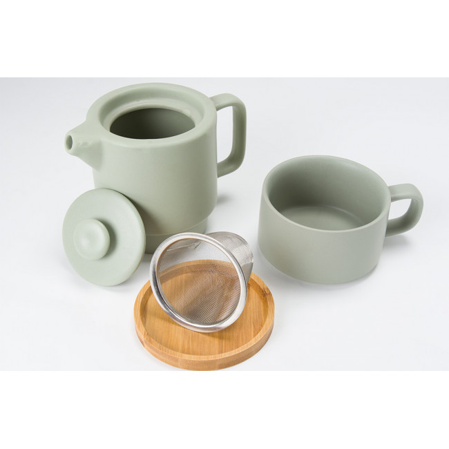 Teapot with cup, mint 400ml