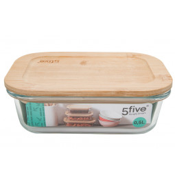 Glass box with bamboo lid, 1 l, 7x20x15cm