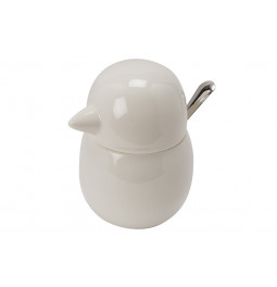 Sugar bowl Birdie, white, porcelain, 15.5x10.4x11.5cm