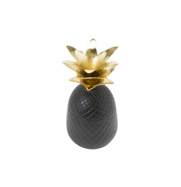 Decorative Pineapple box, black/gold, 22cm