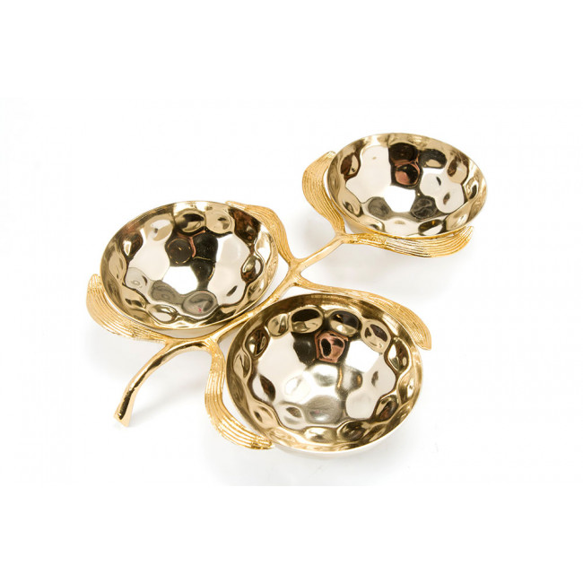 Decorative 3-bowls dish with leaf, 29x21.5cm