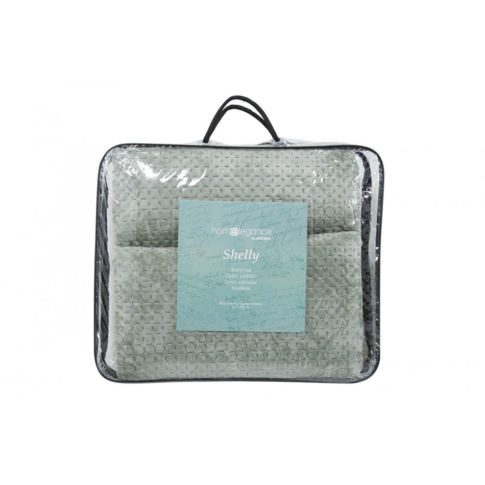Bed cover Shelly 04, light green, velvet, 220x240cm