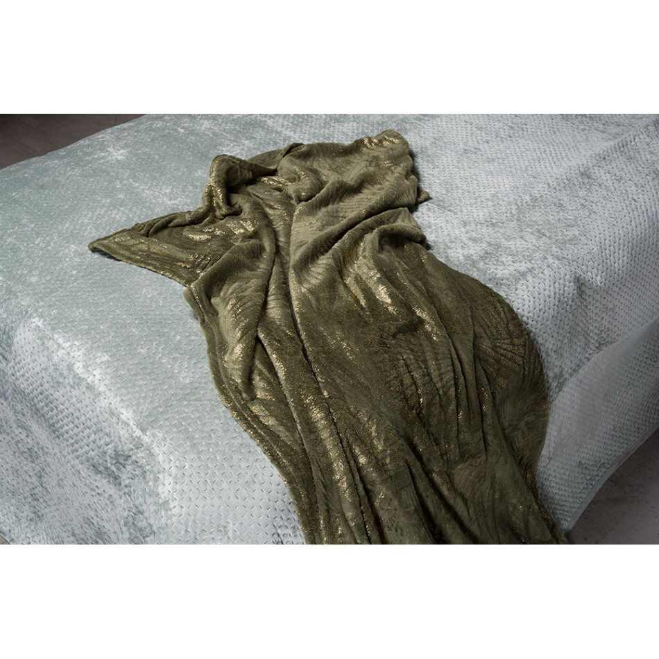 Bed cover Shelly 04, light green, velvet, 220x240cm
