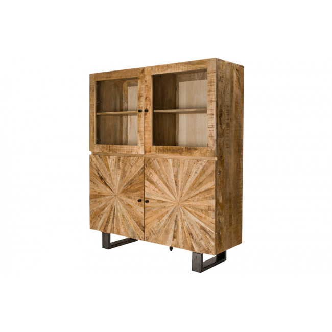 Vitrina Sole,2 doors,2 glass doors, mango wood,118x38x138cm