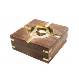Ashtray Manguier, wood/metal, 4x10x10