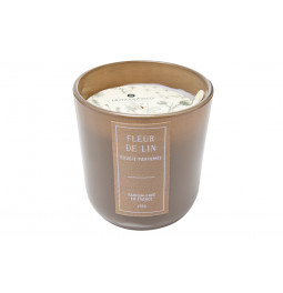 Glass candle, sili linen, 170g, D8, H8.5cm