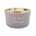 Scented soy candle in glass jar You are a diamond, grey,35h