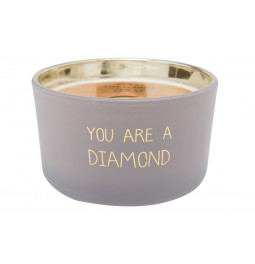 Scented soy candle in glass jar You are a diamond, grey,35h