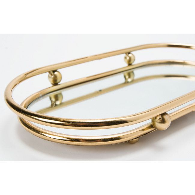 Tray with mirror Itaka S, metal, gold colour, 33x17x5cm
