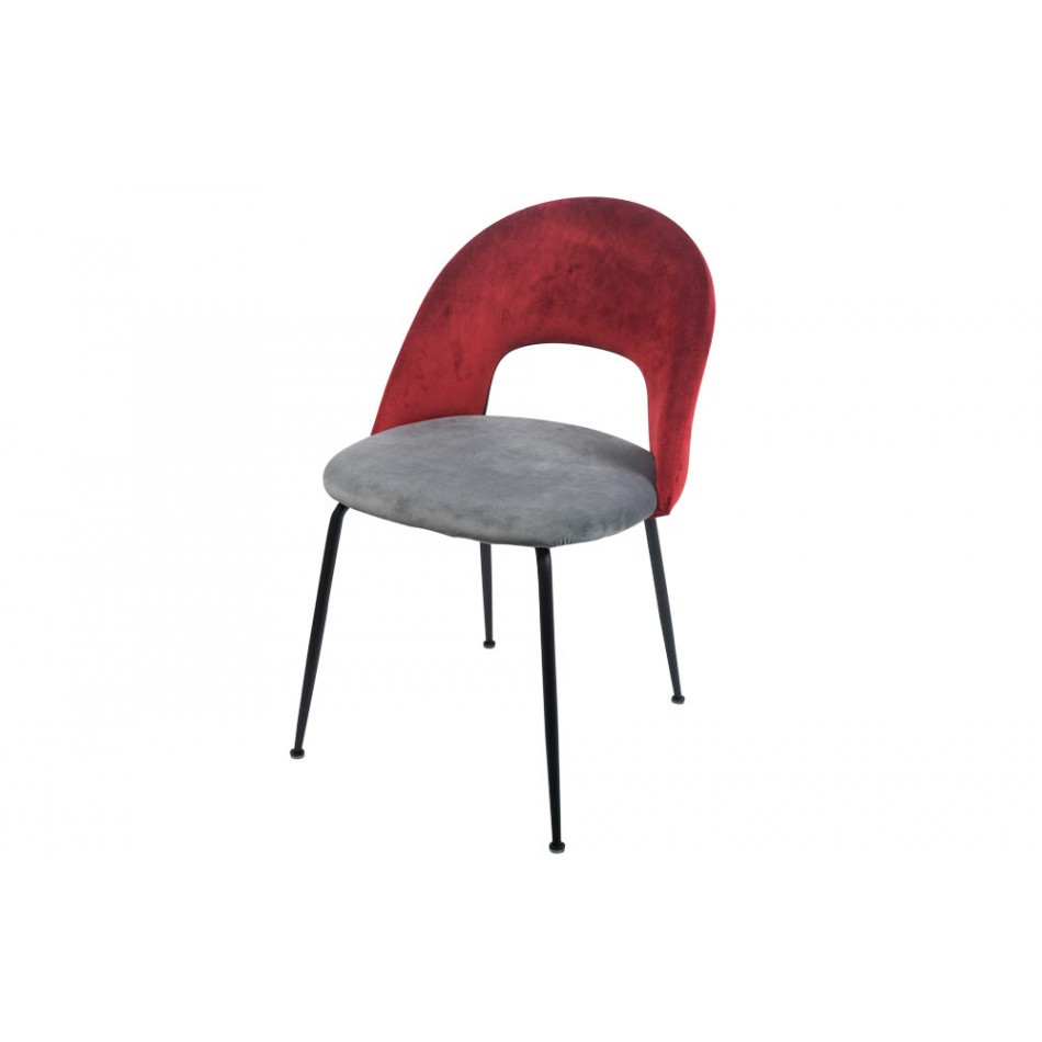 Dining chair Toby, grey/burgundy, H79x52x44cm, seat H47