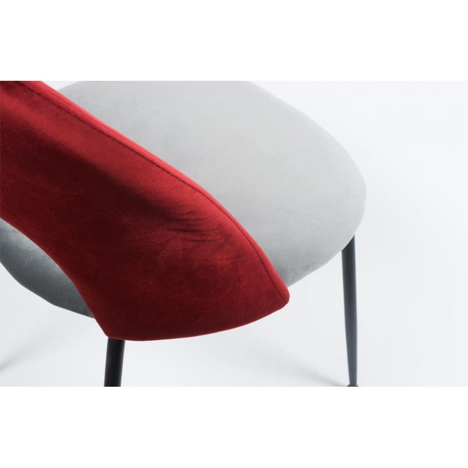 Dining chair Toby, grey/burgundy, H79x52x44cm, seat H47