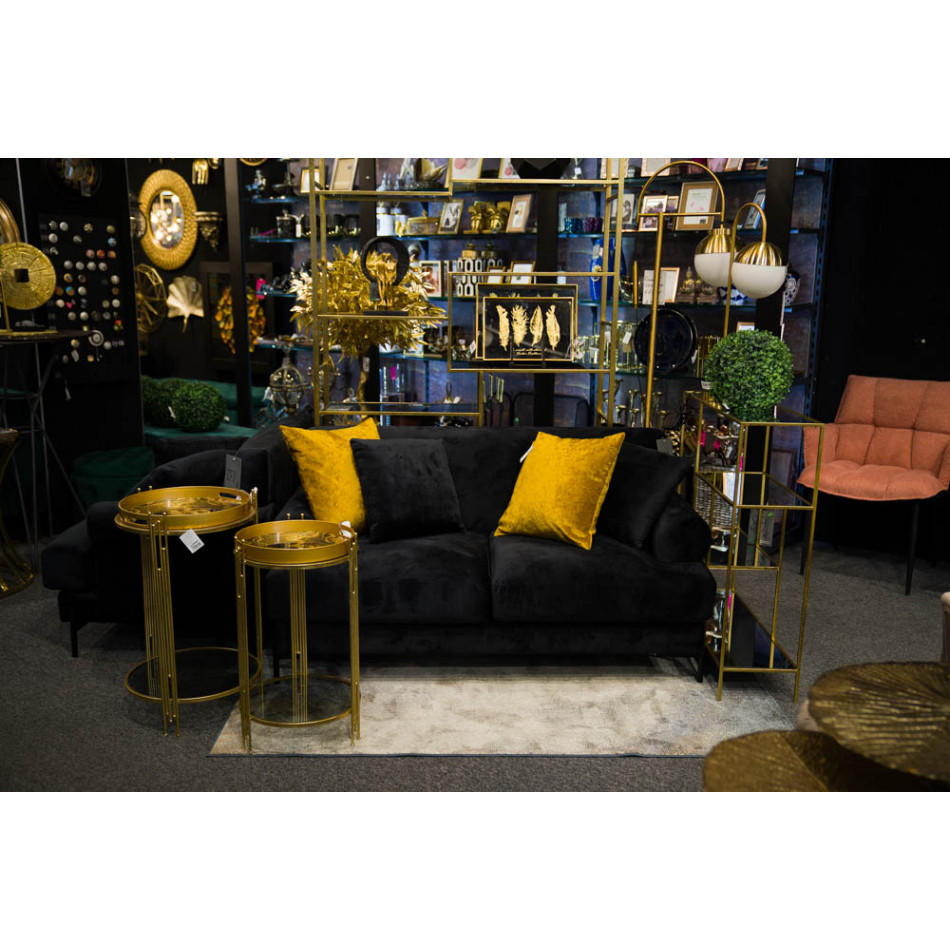 Metal table Bampton M, glass top, gold, H62cm D35cm