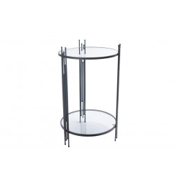Metal table Bampton L, black, glass top, H67cm D41.5cm
