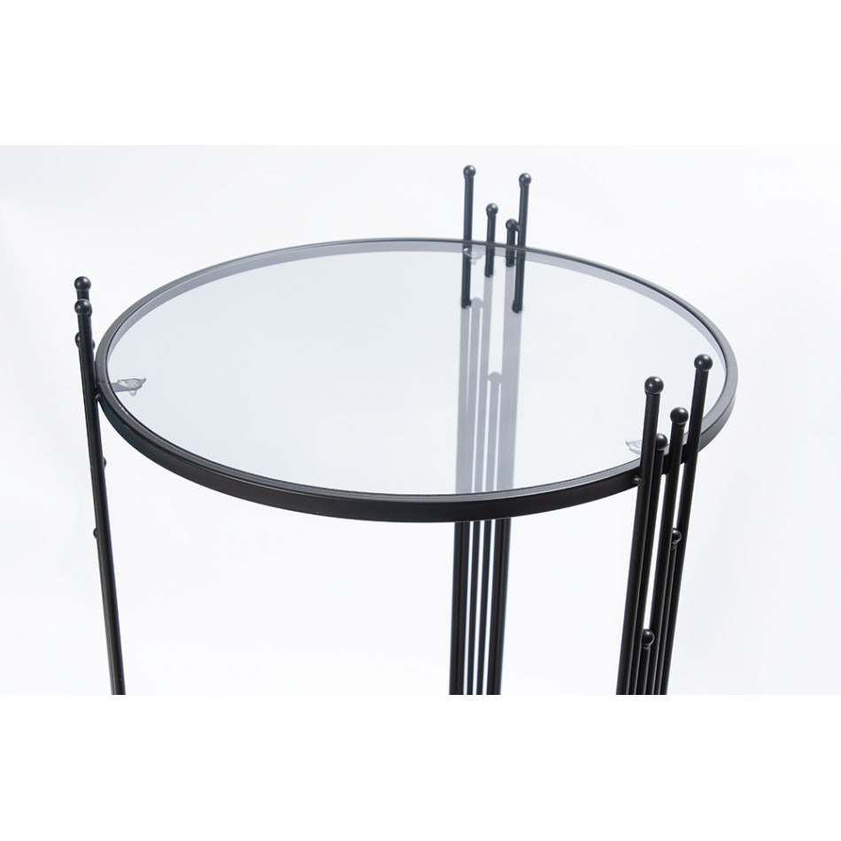 Metal table Bampton L, black, glass top, H67cm D41.5cm