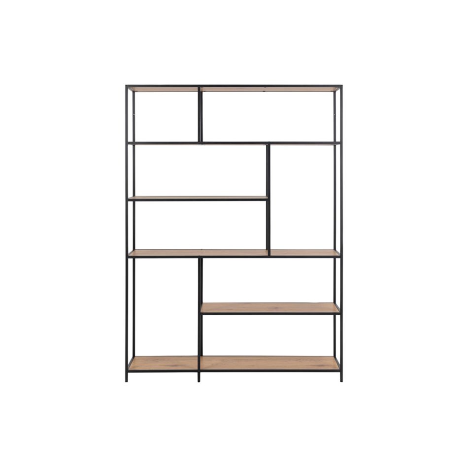 Bookcase Seaford, oak/black frame, 135x35x185cm