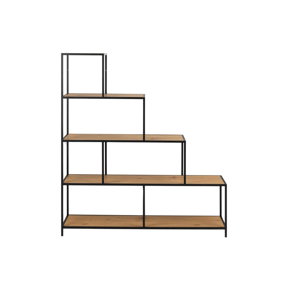 Bookcase Seaford II, oak/black frame,135x35x150cm