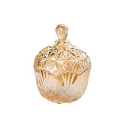Candy jar with lid, amber glass, D13x19cm