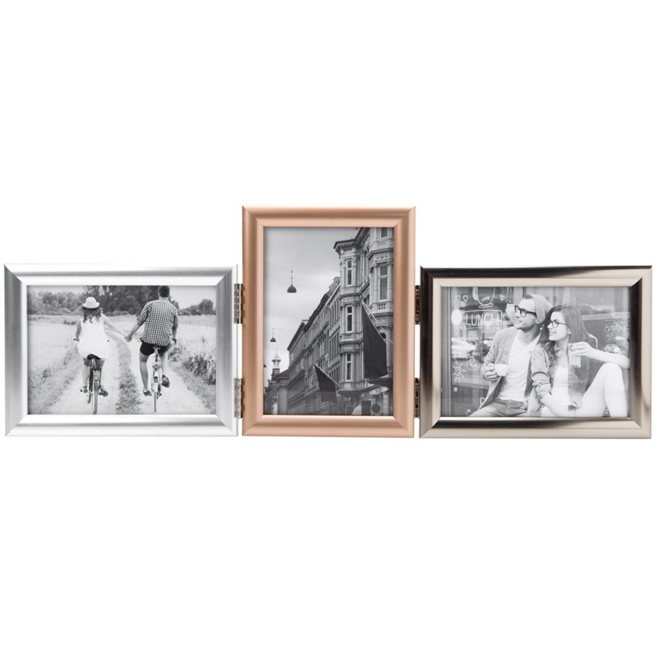Photo frame Kaleste 3, silver/copper,3 pics 9x13cm
