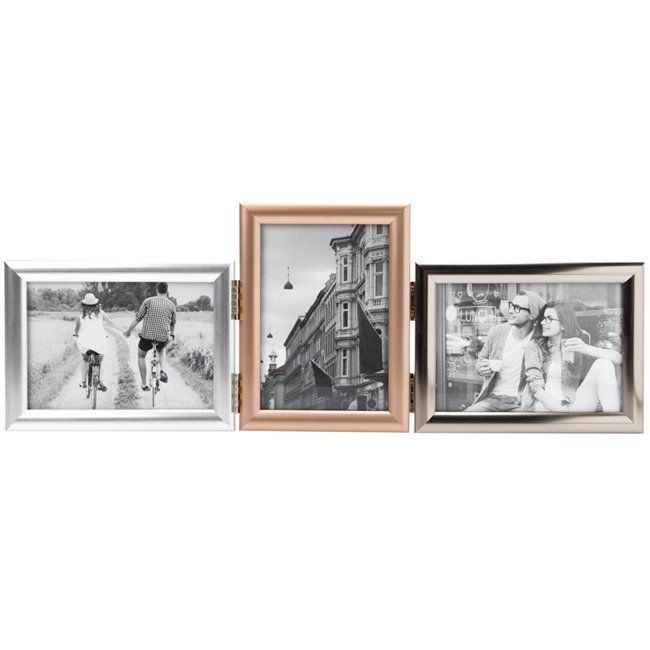 Photo frame Kaleste 3, silver/copper,3 pics 9x13cm
