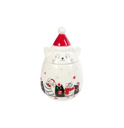 Jar Christmas Cat, ceramic, 11x18x11cm