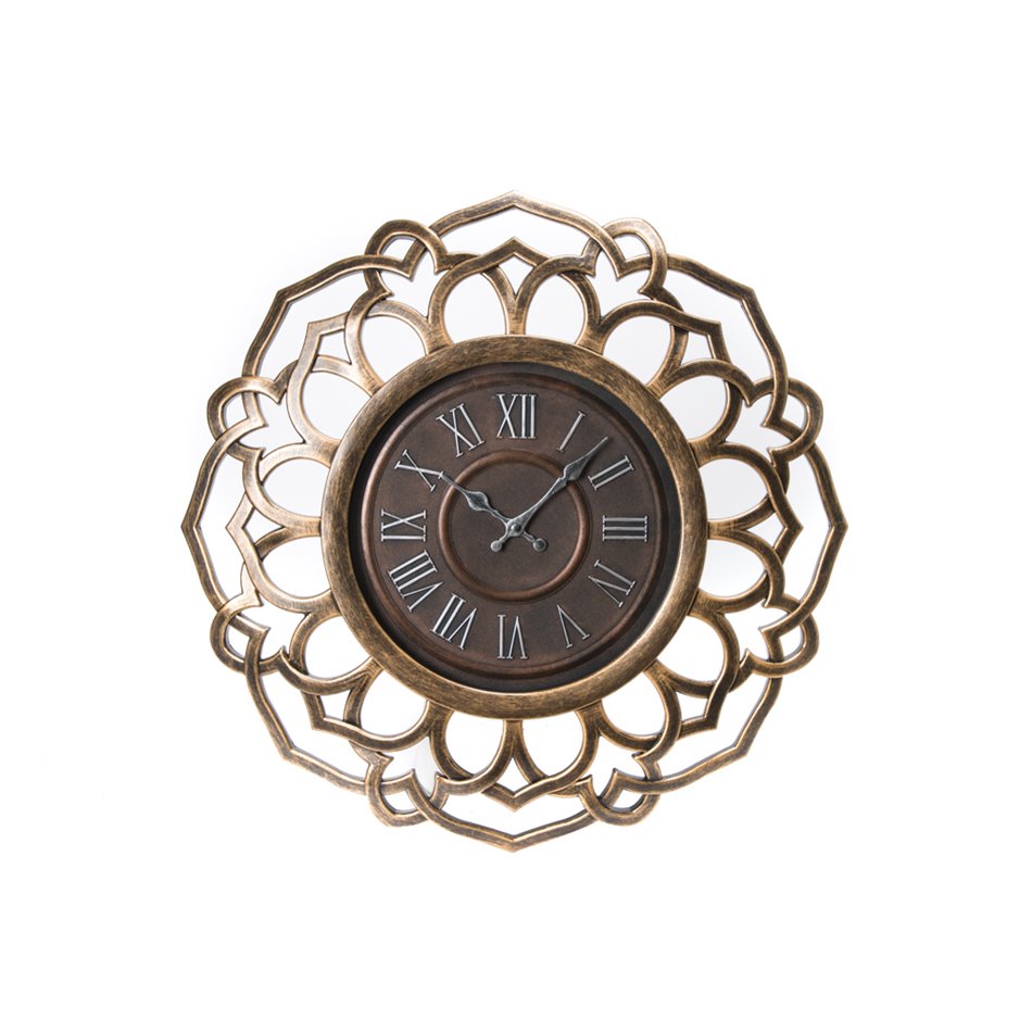 Plastic wall clock Arabesque, golden, D60cm