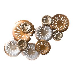 Wall deco Flowers, silver/golden, 70x4x42cm