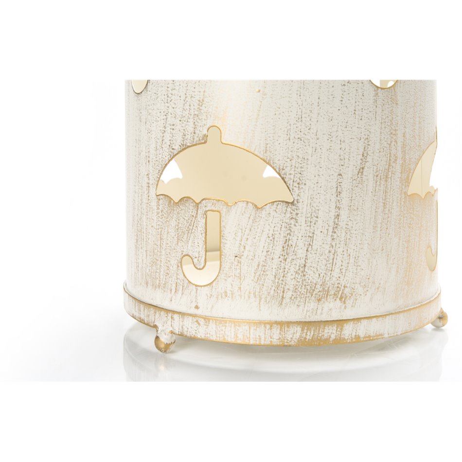 Umbrella holder, metallic, creme/golden, D24 x44cm