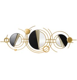 Wall deco Mirror/planter, golden/black, 106x10x38cm