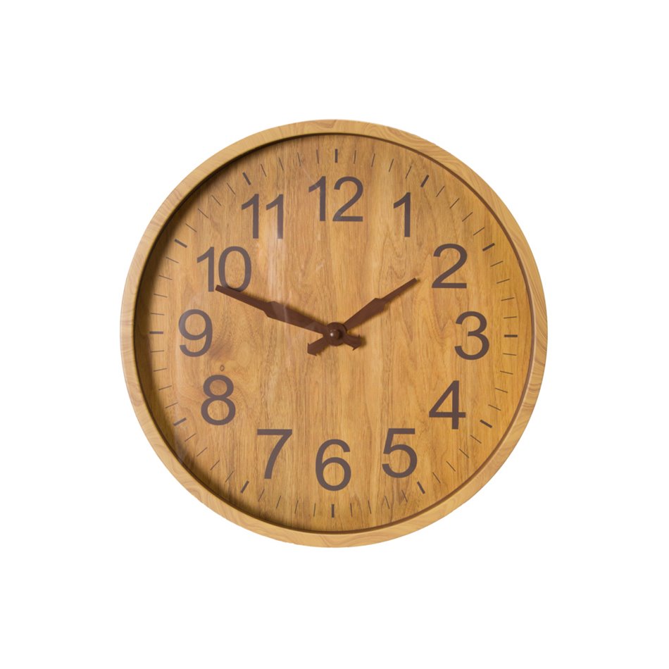 Wall clock Wood, natural/brown, D30x3cm