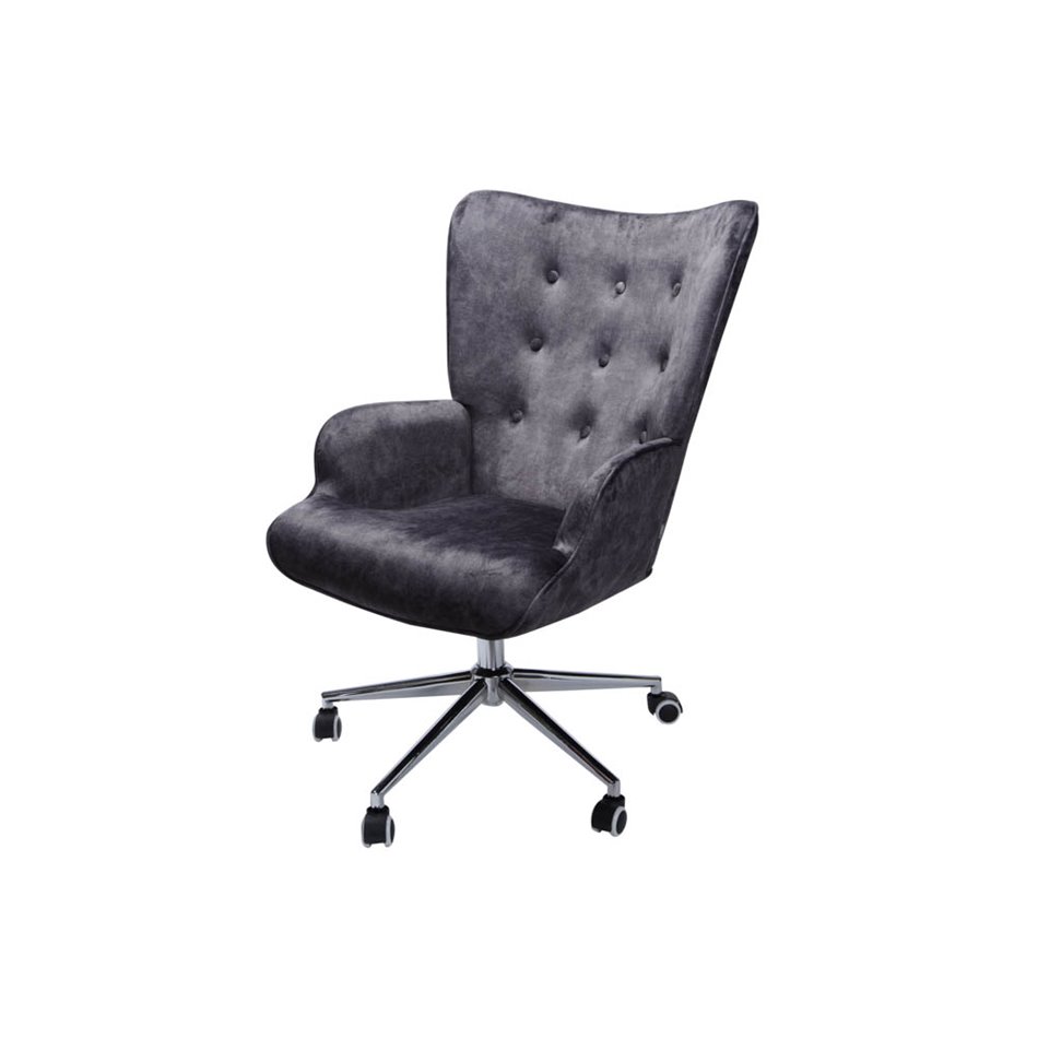 Chair Darlington 4,d.grey,velvet, H106x70x64, seat h 48-54c
