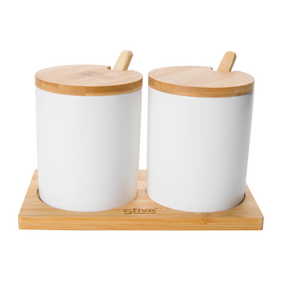 Jar set, bamboo/ceramic,18 x9.5 x H11.5cm