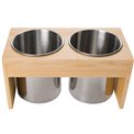 Utensil holder with bamboo rack, H12x23x12cm