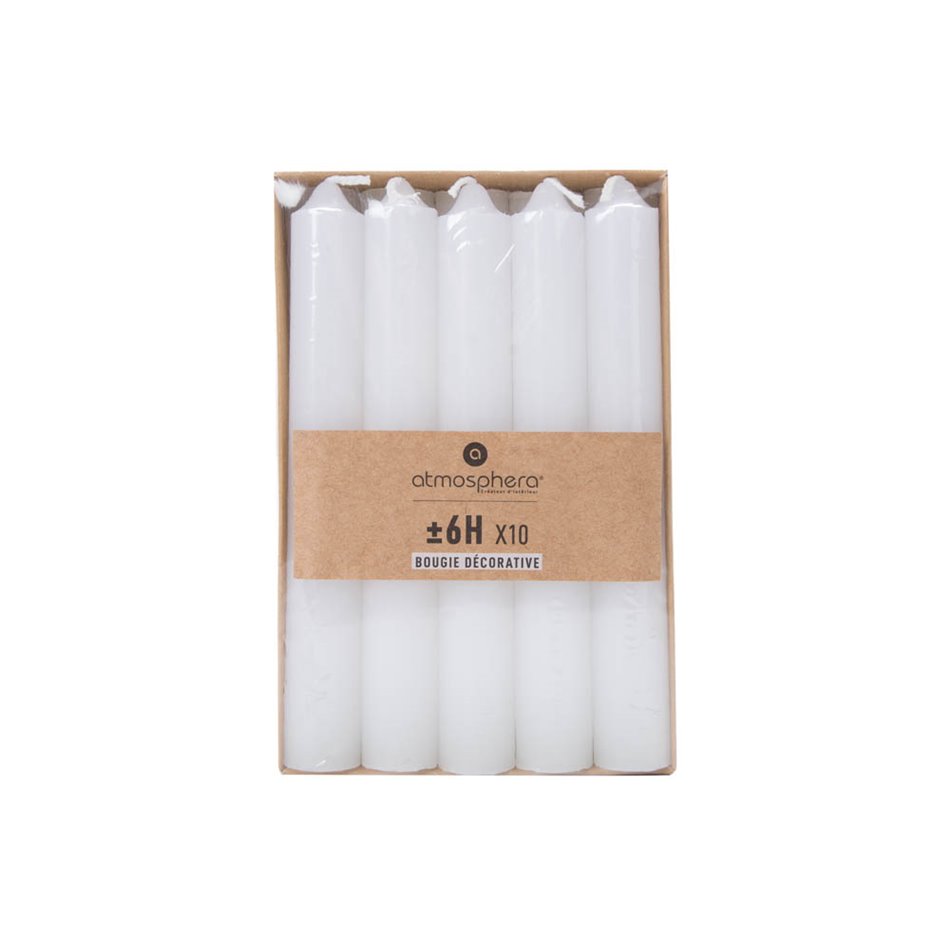 Candles Hugo, white, H16cmx10, D2.1cm