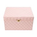 Juvelyrinių dirbinių dėžutė Harena, rožinės sp. PU/smėlio sp. aksomas,, H20x34x26cm