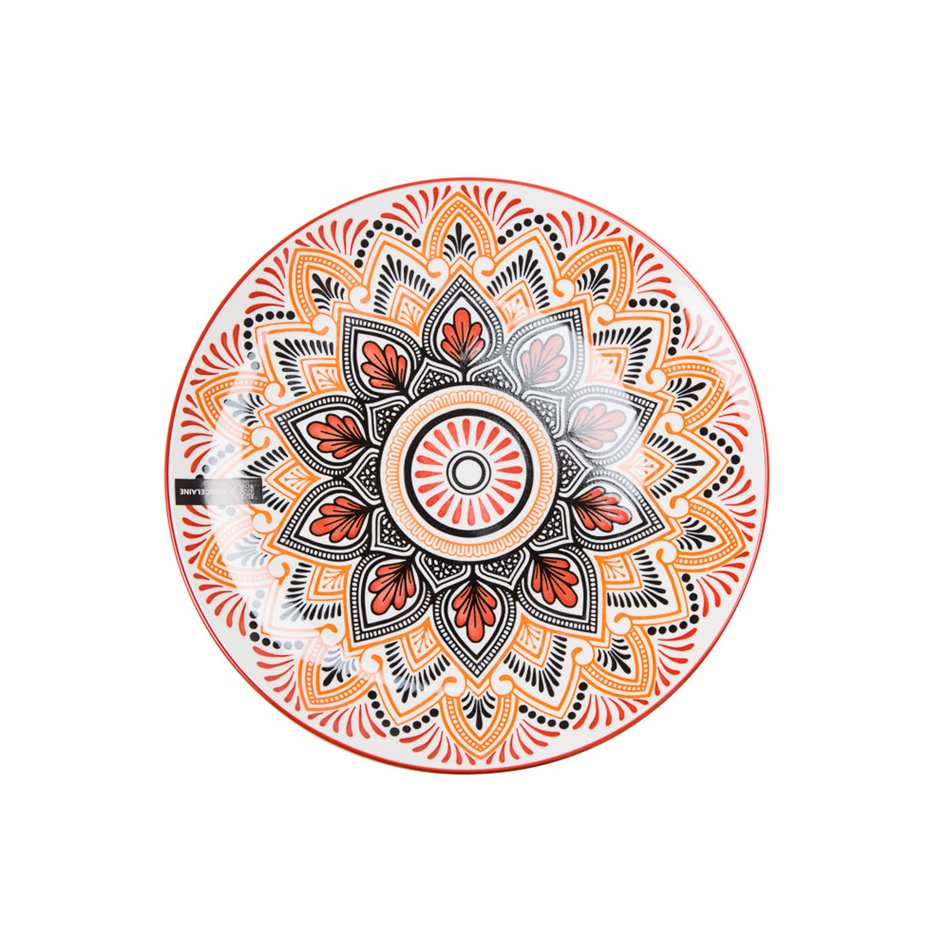 Plate Mandala, orange, D26cm