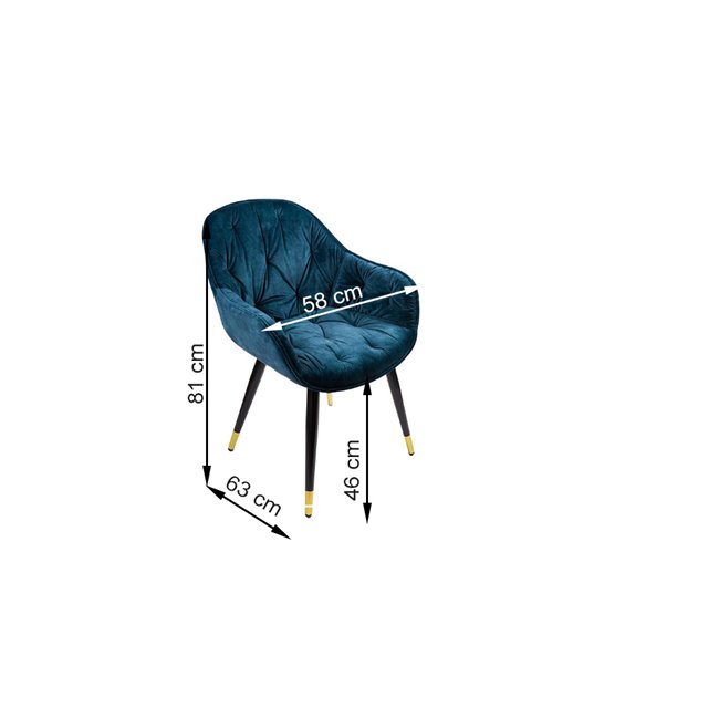 Chair Saronno, teal, 58x63x81cm, seat height 46cm