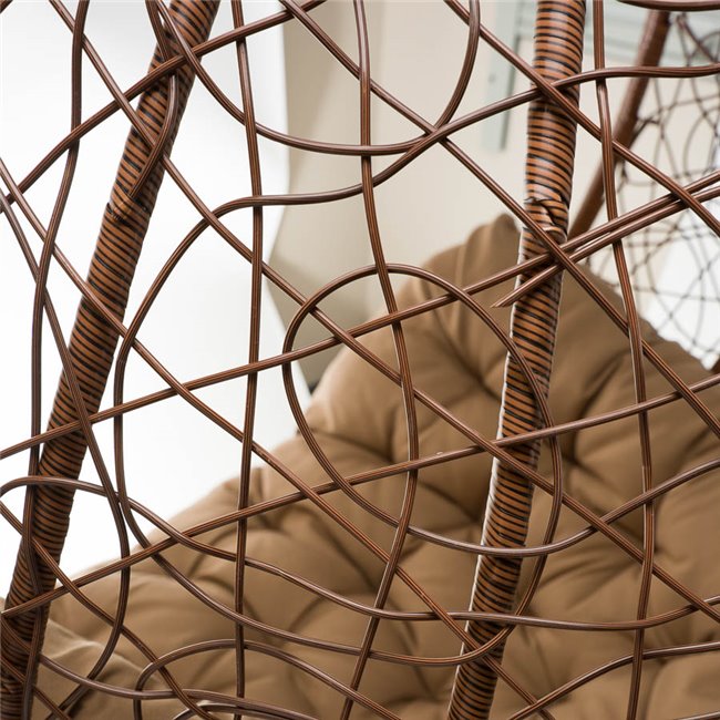 Plaited hanging chair Gabro, brown, H195, D105cm