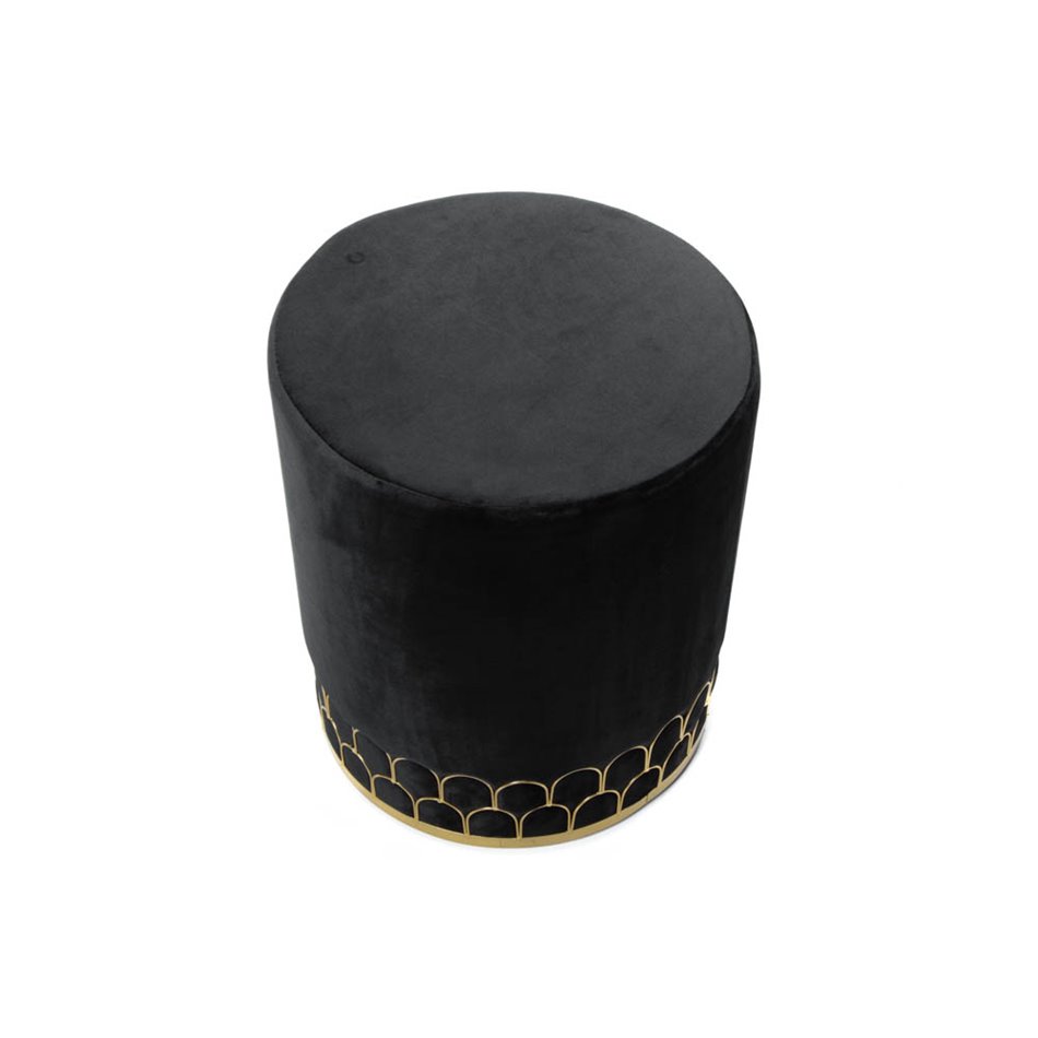 Pouff Black, velvet, H42 x D36cm