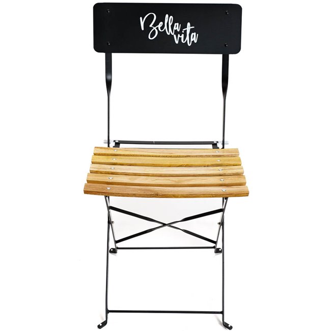 Folding chair Bella Vita, black, metal/wood, 81x42x48cm