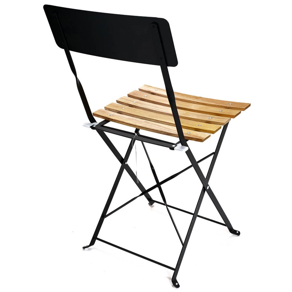 Folding chair Bella Vita, black, metal/wood, 81x42x48cm