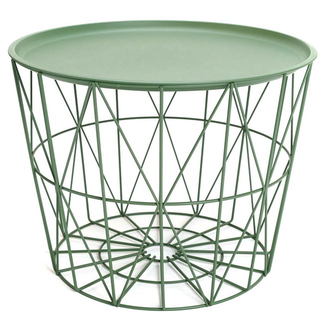 Side table Filaire, green, metal, H40xD52.5cm