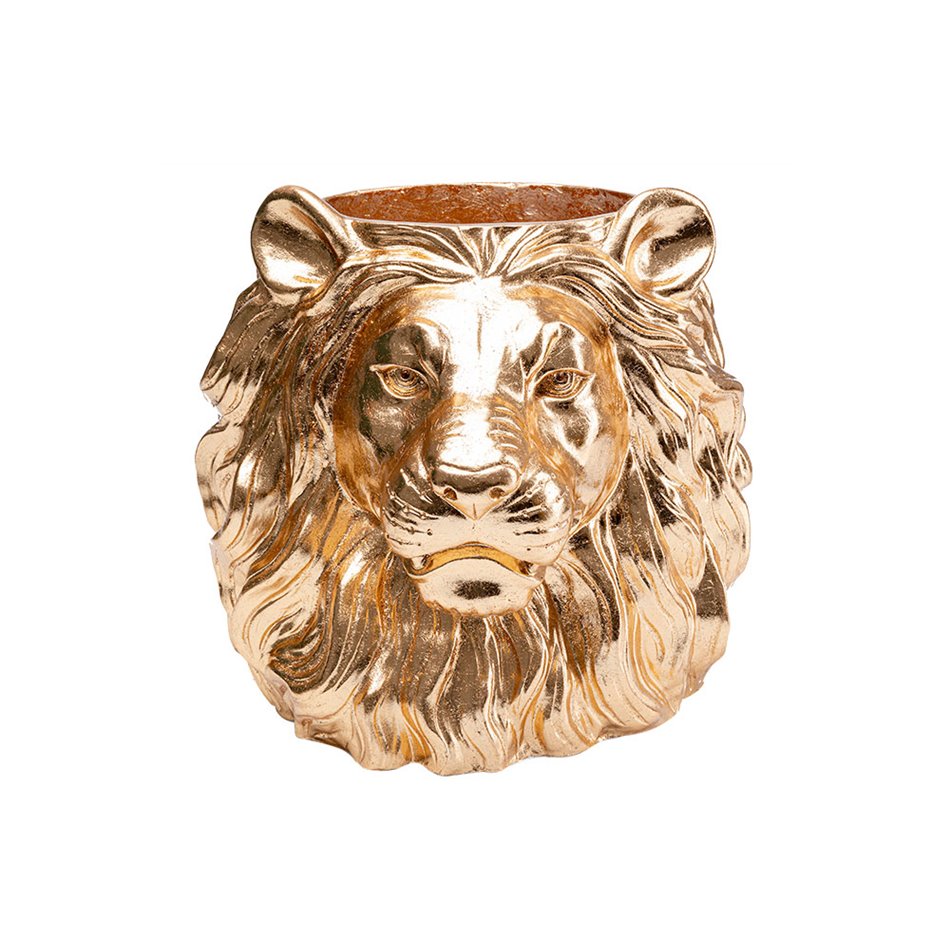 Decorative planter Lion, golden, 44x40x38cm