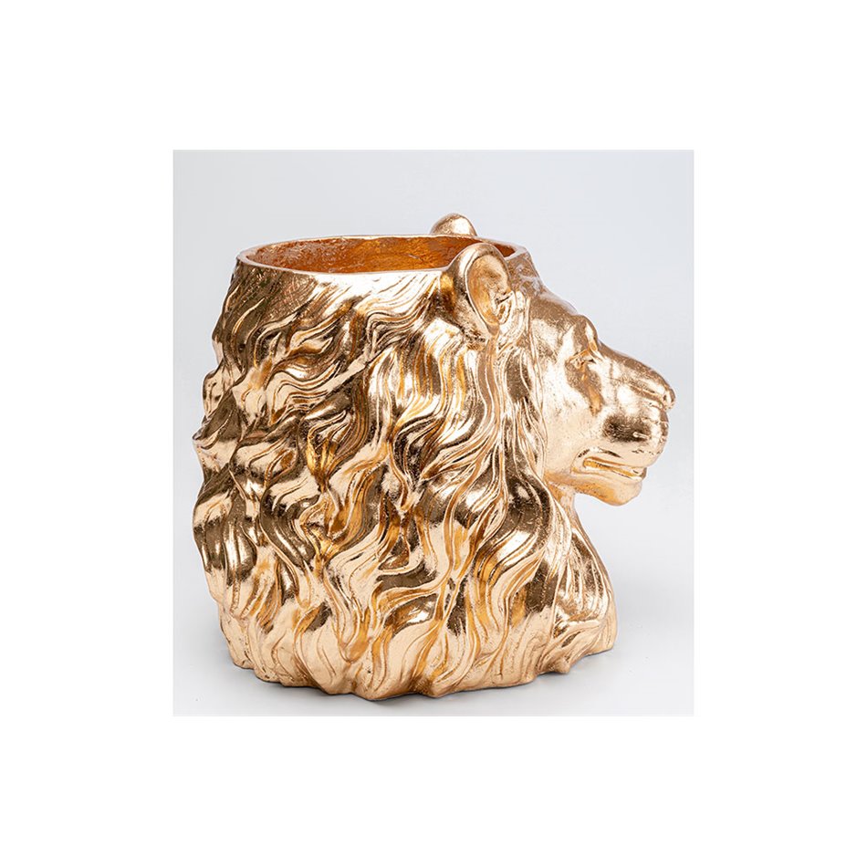 Decorative planter Lion, golden, 44x40x38cm