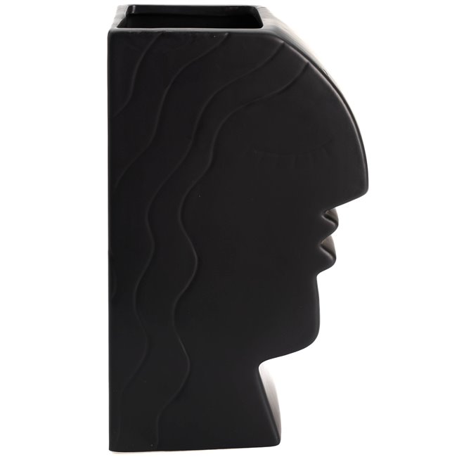 Ceramic vase Face, black, 26x16x11cm