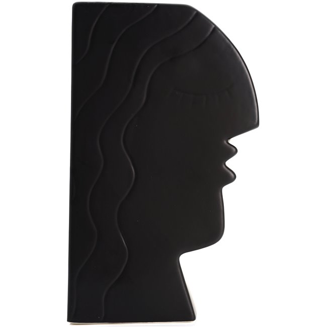 Ceramic vase Face, black, 26x16x11cm