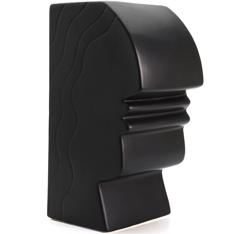 Ceramic vase Face, black, 26x16x11cm