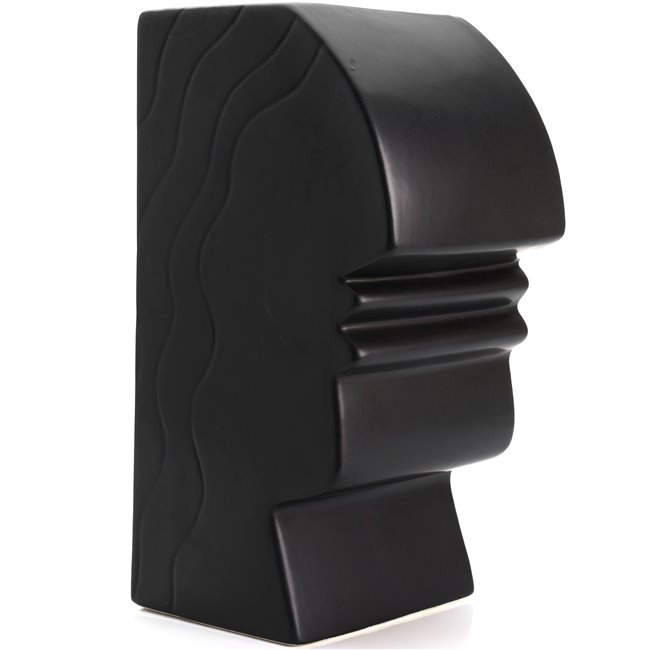 Ceramic vase Face, black, 26x16x11cm
