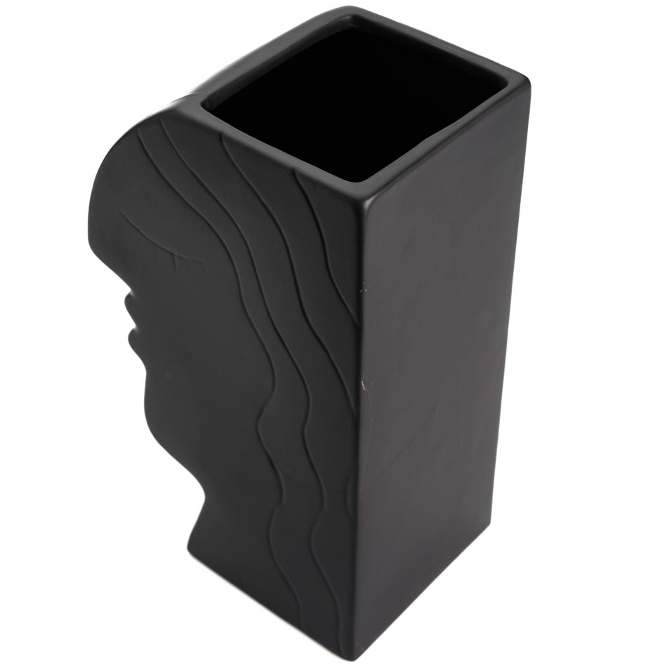 Ceramic vase Face, black, 26x16x11cm